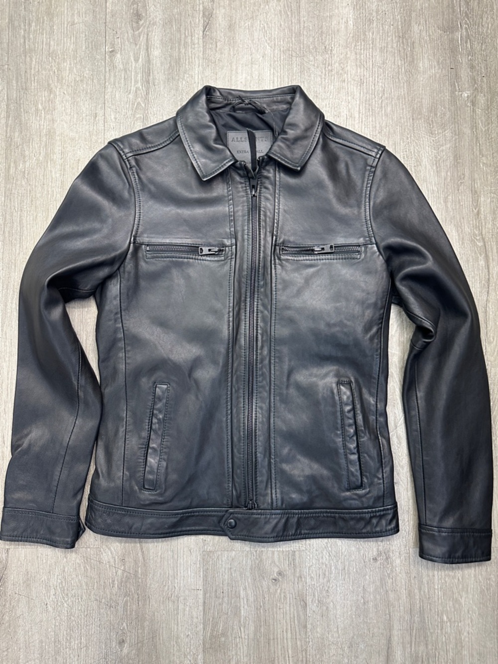 All Saints Black Leather Bomber Jacket LUCK LEATHER JACKET - Picture 12 of 15